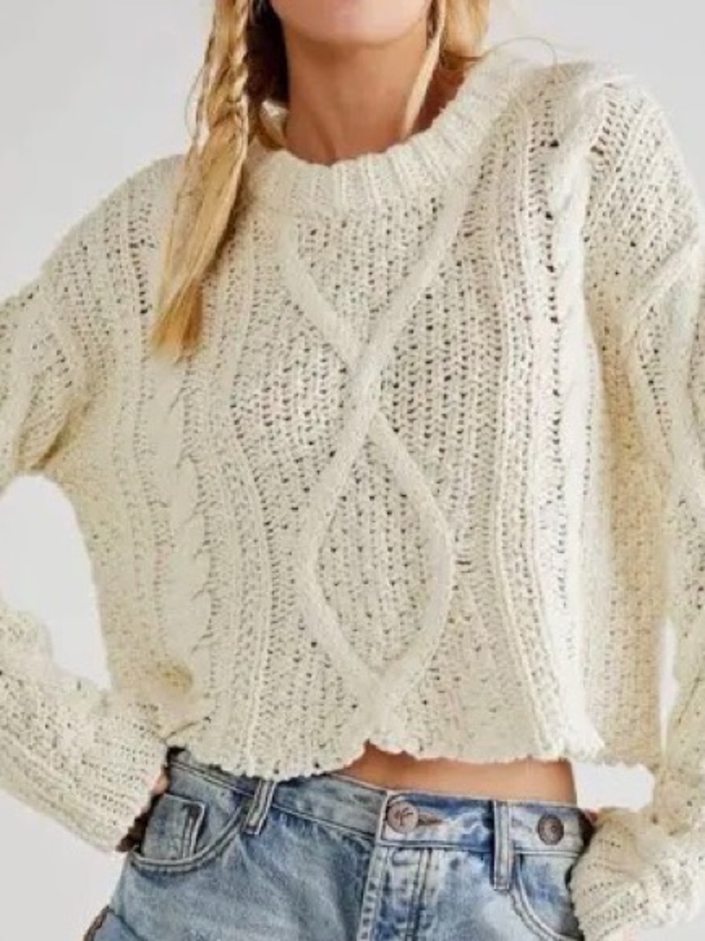 Altar'd State Cable Knit Sweater in Cream